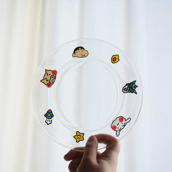 Set pahare și boluri din sticlă borosilicată, model japonez drăguț de desen animat, rezistent la temperaturi, compatibil cu microunde, set de 7 piese, cu mâner