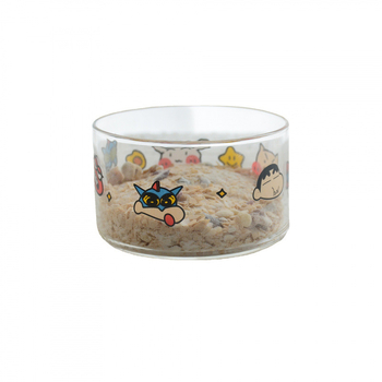 Set pahare și boluri din sticlă borosilicată, model japonez drăguț de desen animat, rezistent la temperaturi, compatibil cu microunde, set de 7 piese, cu mâner