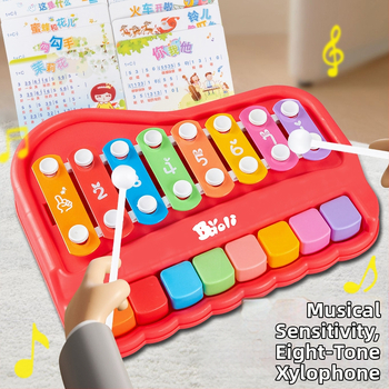 Dvojfunkčné osemtónové ručné perkusie pre batoľatá – kovová klavírna hračka pre skoré vzdelávanie (4–6 rokov)