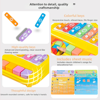Dvojfunkčné osemtónové ručné perkusie pre batoľatá – kovová klavírna hračka pre skoré vzdelávanie (4–6 rokov)