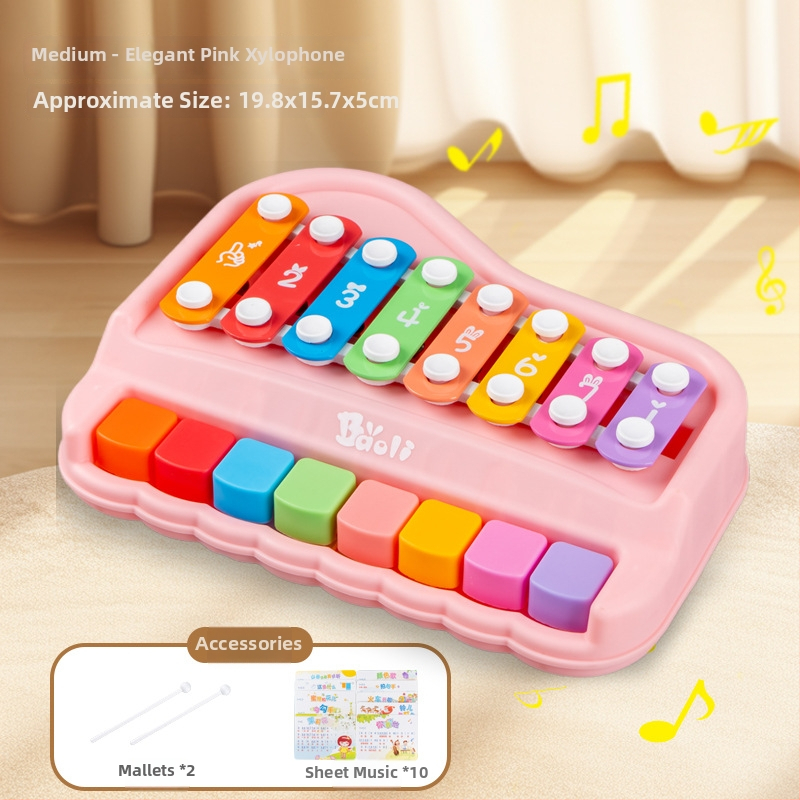 Dvojfunkčné osemtónové ručné perkusie pre batoľatá – kovová klavírna hračka pre skoré vzdelávanie (4–6 rokov)