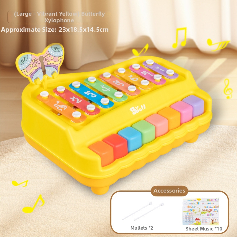 Dvojfunkčné osemtónové ručné perkusie pre batoľatá – kovová klavírna hračka pre skoré vzdelávanie (4–6 rokov)