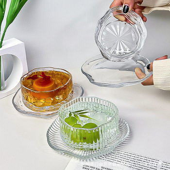 Set de boluri de desert din sticlă sodalime, formă neregulată, stil modern minimalist, personalizabil, incompatibil cu cuptorul cu microunde