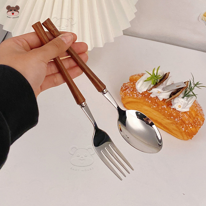 Set noževa, vilice, žlice i štapića od 304 SS, retro stil, lagani luksuz retro dizajn