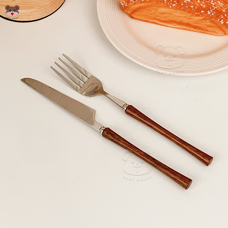Set noževa, vilice, žlice i štapića od 304 SS, retro stil, lagani luksuz retro dizajn