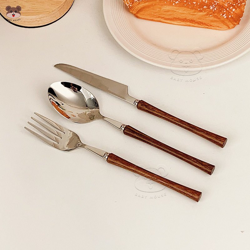 Set noževa, vilice, žlice i štapića od 304 SS, retro stil, lagani luksuz retro dizajn