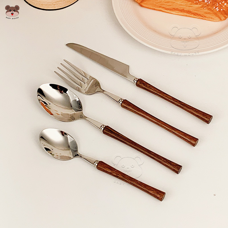 Set noževa, vilice, žlice i štapića od 304 SS, retro stil, lagani luksuz retro dizajn