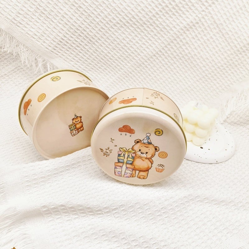 Кръгла кутия за съхранение от ламарина, модел 13570, подаръчна кутия, дебелина на стената 0,23 мм, за бисквитки