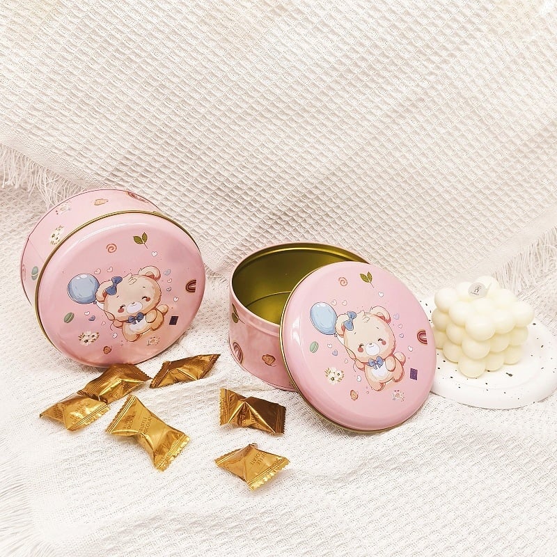 Кръгла кутия за съхранение от ламарина, модел 13570, подаръчна кутия, дебелина на стената 0,23 мм, за бисквитки