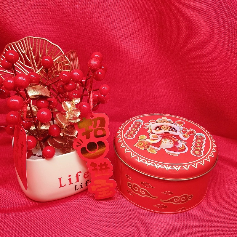 Кръгла кутия за съхранение от ламарина, модел 13570, подаръчна кутия, дебелина на стената 0,23 мм, за бисквитки