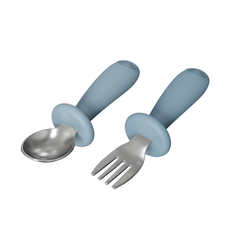 Set dječjeg pribora za hranjenje: silikon vilica i žlica, zdjela od nehrđajućeg čelika s prianjanjem, 5 dijelova, prehrambeni silikon, od 6 mjeseci