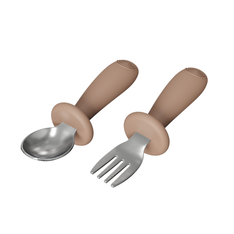 Set dječjeg pribora za hranjenje: silikon vilica i žlica, zdjela od nehrđajućeg čelika s prianjanjem, 5 dijelova, prehrambeni silikon, od 6 mjeseci