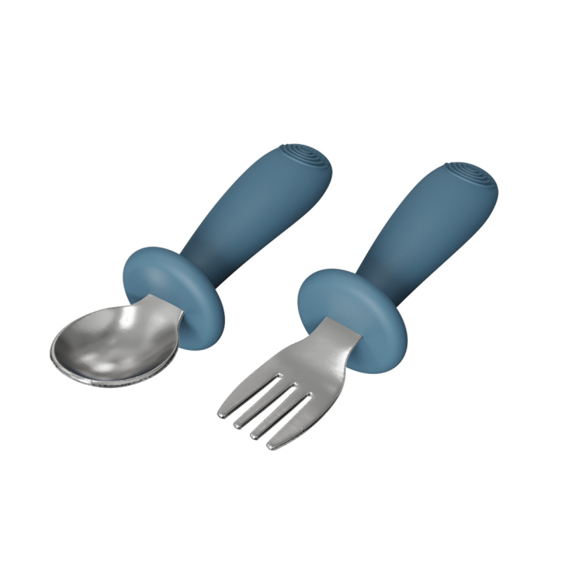 Set dječjeg pribora za hranjenje: silikon vilica i žlica, zdjela od nehrđajućeg čelika s prianjanjem, 5 dijelova, prehrambeni silikon, od 6 mjeseci