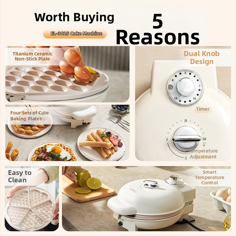 Waflovač s dvojstrannými platničkami, model EL-3025, 750W, 220V/50Hz, mechanické ovládanie
