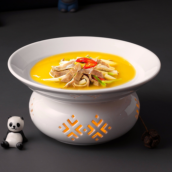 Porcelánból készített szigetelt tálalóedény, kör alakú, kínai stílus, egyszerű dizájn