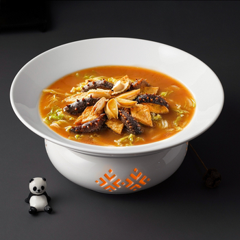 Porcelánból készített szigetelt tálalóedény, kör alakú, kínai stílus, egyszerű dizájn