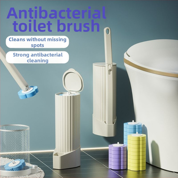 Jednorazový set kefy na toaletu, nástenné prevedenie, vymeniteľné hlavy, plastová konštrukcia