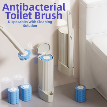 Jednorazový set kefy na toaletu, nástenné prevedenie, vymeniteľné hlavy, plastová konštrukcia