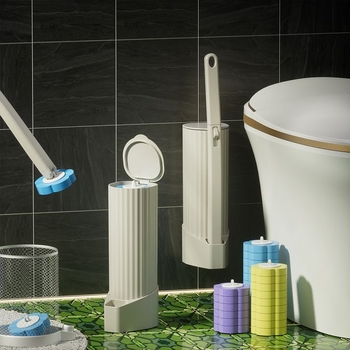 Set perie toaleta de unică folosință, montat pe perete, capete de înlocuire, din plastic