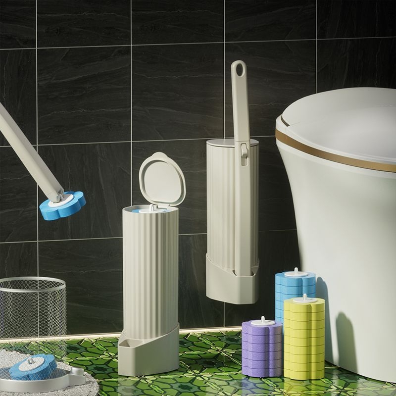 Set perie toaleta de unică folosință, montat pe perete, capete de înlocuire, din plastic