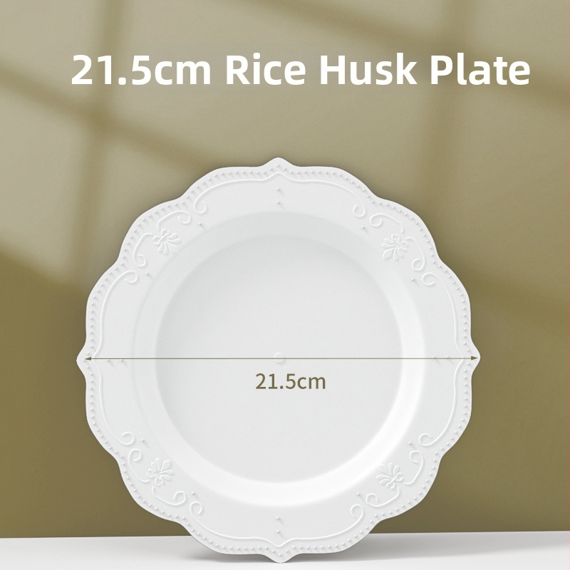 Set de veselă de unică folosință din coajă de orez: boluri, farfurii, căni, linguri; biodegradabil; pentru alimente