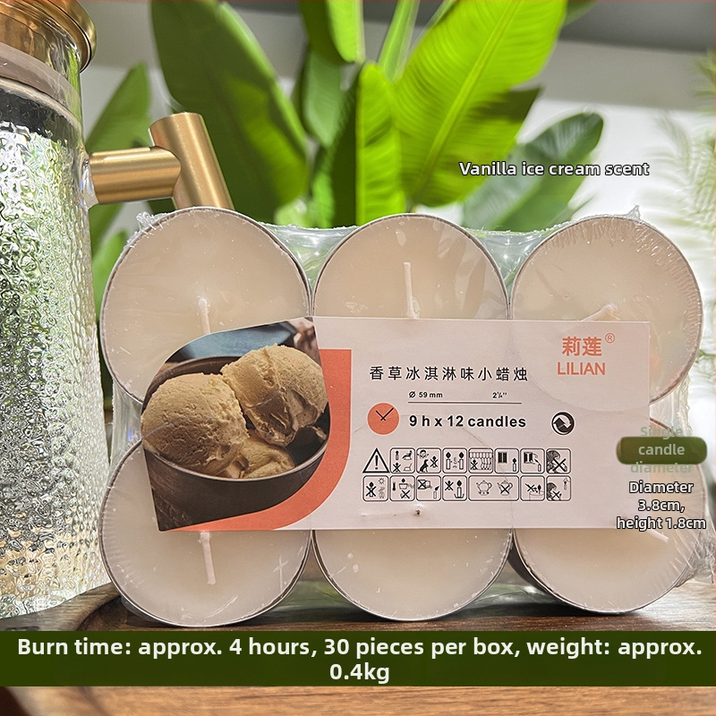 Bezdymová aromatická sviečka, valcovitého tvaru, čiastočne ručná a čiastočne strojová výroba, s tlačeným logom