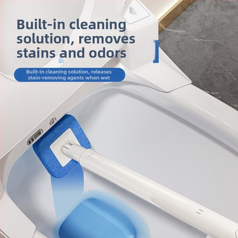 Jednorazová súprava kefy na toaletu so stenovým držiakom pre kúpeľňu, čistenie ťažko dostupných rohov, z plastu