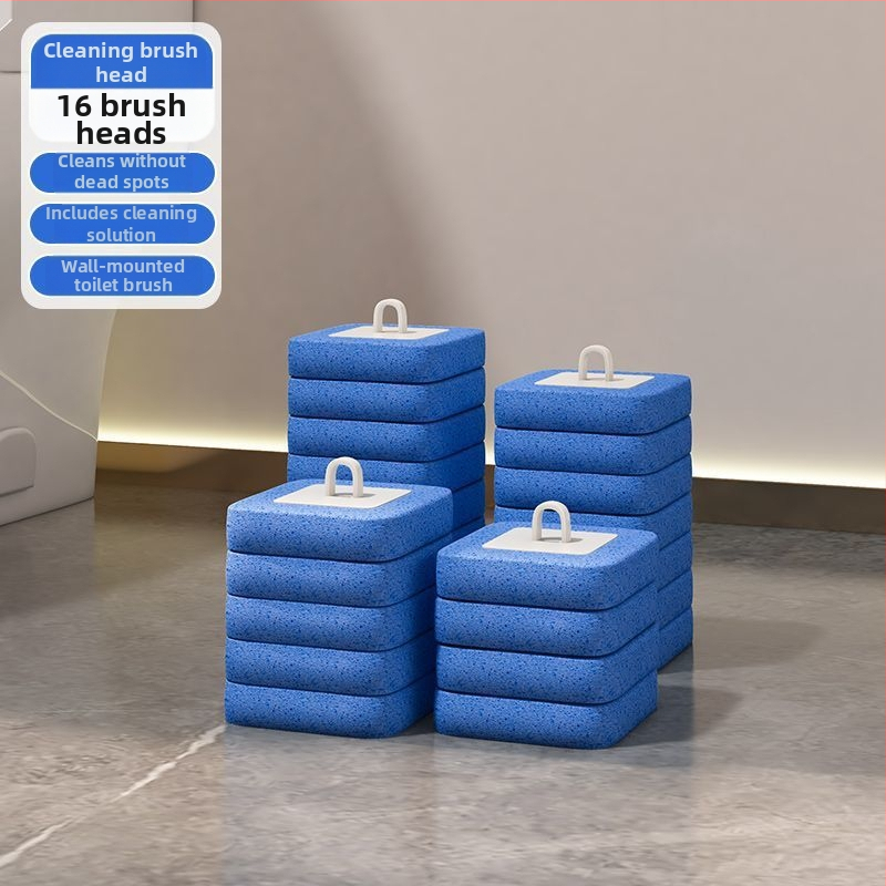 Jednorazová súprava kefy na toaletu so stenovým držiakom pre kúpeľňu, čistenie ťažko dostupných rohov, z plastu