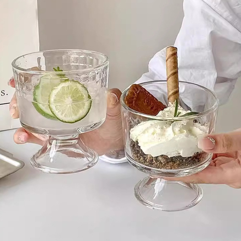Kandale čašica za sladoled: moderni minimalistički dizajn, okrugli oblik, jednodijelna konstrukcija, staklo soda-lime, 220 g, bez drške i poklopca