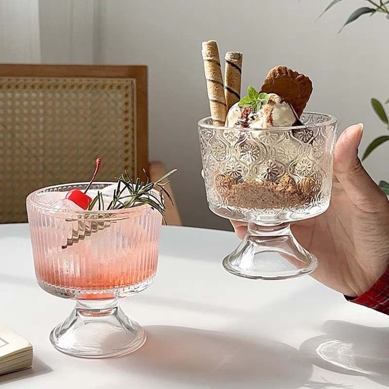 Kandale čašica za sladoled: moderni minimalistički dizajn, okrugli oblik, jednodijelna konstrukcija, staklo soda-lime, 220 g, bez drške i poklopca