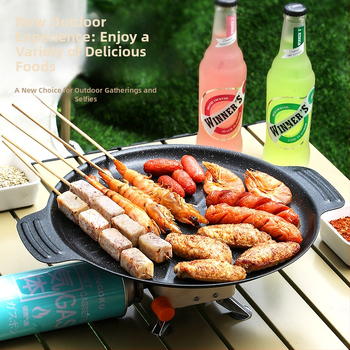 Koreanski stil grill tiganj za štednjak, kružni od željeza, prijenosni, non-stick, za kućnu upotrebu i kampiranje