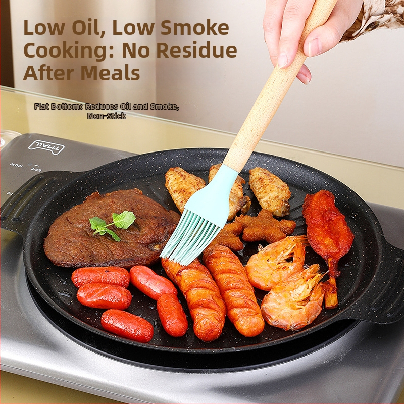 Koreanski stil grill tiganj za štednjak, kružni od željeza, prijenosni, non-stick, za kućnu upotrebu i kampiranje