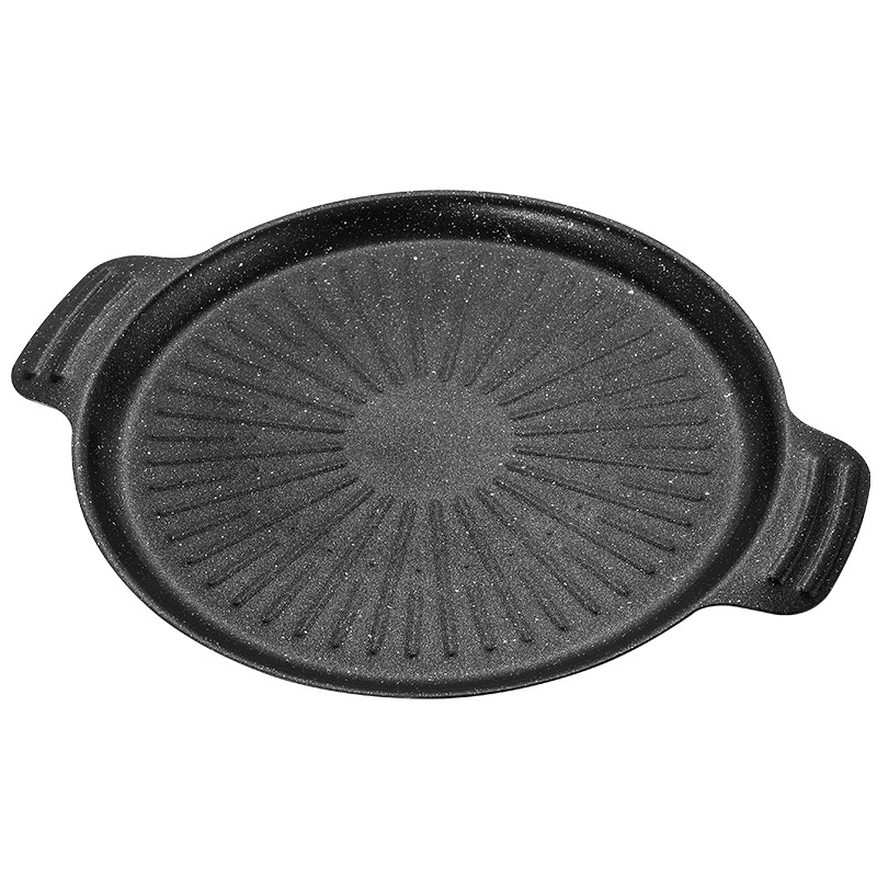 Koreanski stil grill tiganj za štednjak, kružni od željeza, prijenosni, non-stick, za kućnu upotrebu i kampiranje
