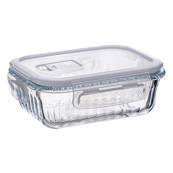 Casă de prânz din sticlă cu patru compartimente, compatibilă cu cuptorul cu microunde, sticlă borosilicat, design dreptunghiular/rotund/patrat