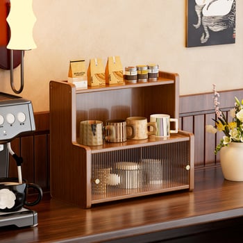 Рафт за чаши и съхранение, бамбук, модел JA59A, Нордически стил, за кухненски съдове, книги и други предмети