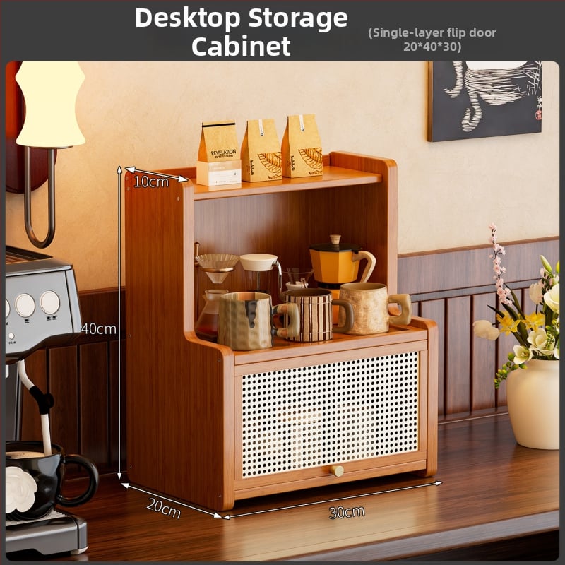 Рафт за чаши и съхранение, бамбук, модел JA59A, Нордически стил, за кухненски съдове, книги и други предмети