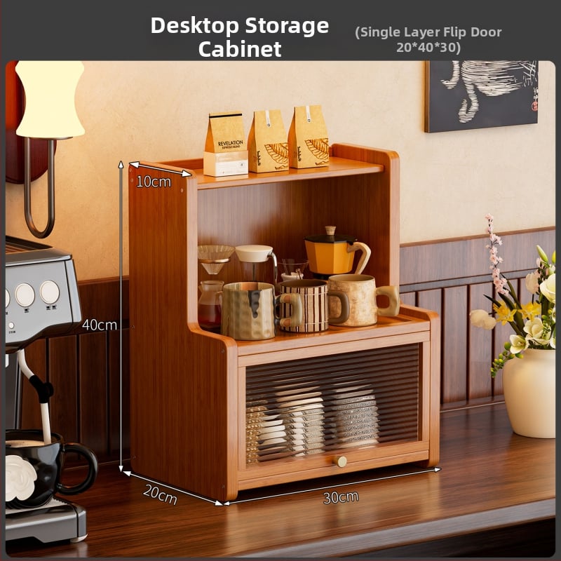 Рафт за чаши и съхранение, бамбук, модел JA59A, Нордически стил, за кухненски съдове, книги и други предмети