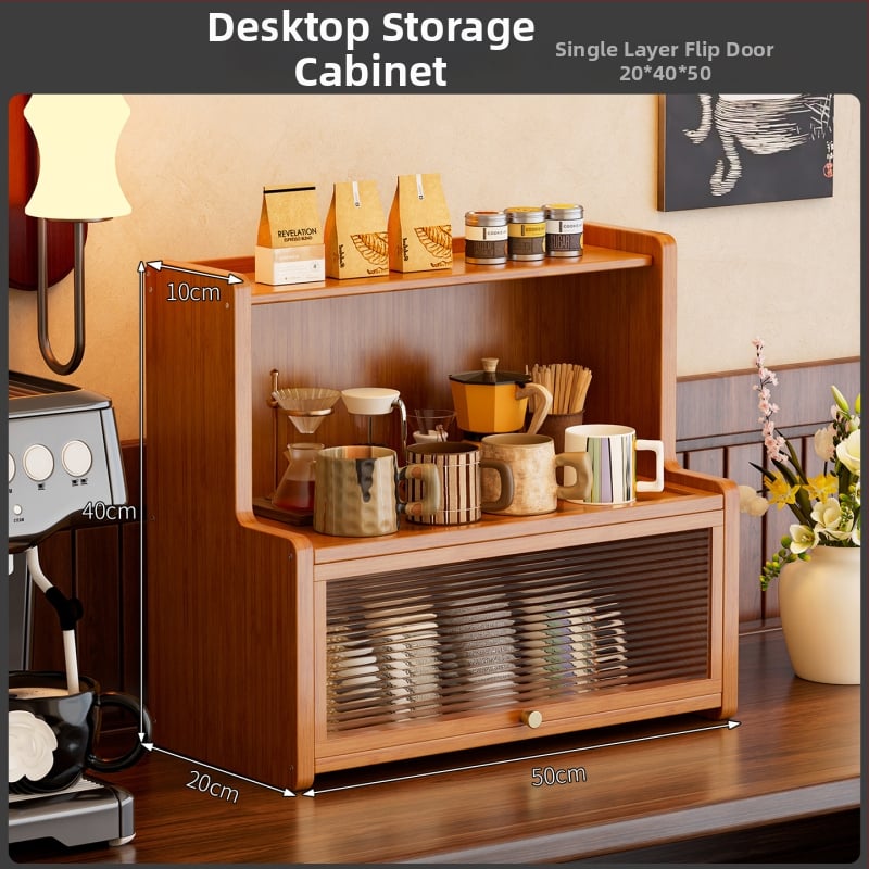 Рафт за чаши и съхранение, бамбук, модел JA59A, Нордически стил, за кухненски съдове, книги и други предмети