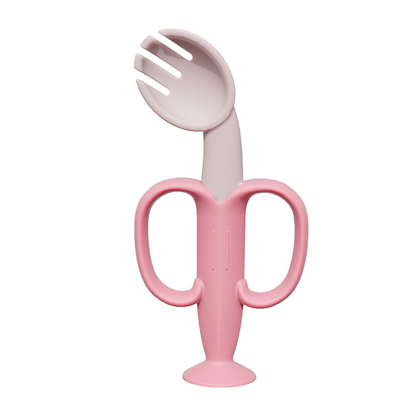 Dječji silikonski pribor: vilica i žlica za samostalno hranjenje, skup za učenje jedenja, minimalistički stil (1 set)