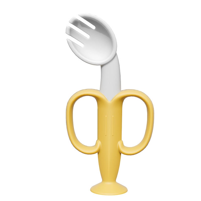 Dječji silikonski pribor: vilica i žlica za samostalno hranjenje, skup za učenje jedenja, minimalistički stil (1 set)