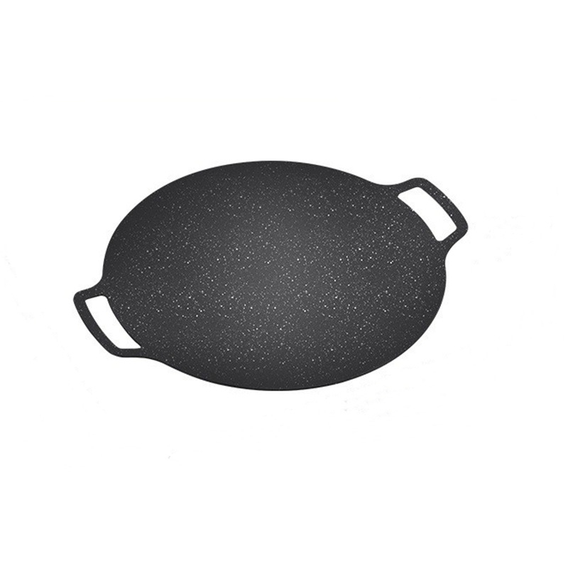 Okružni vanjski grill tiganj s Maifan kamenjem, neprijanjajući premaz, za prženje i pečenje, kompatibilan s indukcijom i plinskim štednjakom, težina 1.58 kg