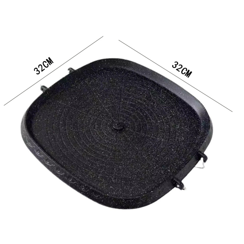 Okružni vanjski grill tiganj s Maifan kamenjem, neprijanjajući premaz, za prženje i pečenje, kompatibilan s indukcijom i plinskim štednjakom, težina 1.58 kg