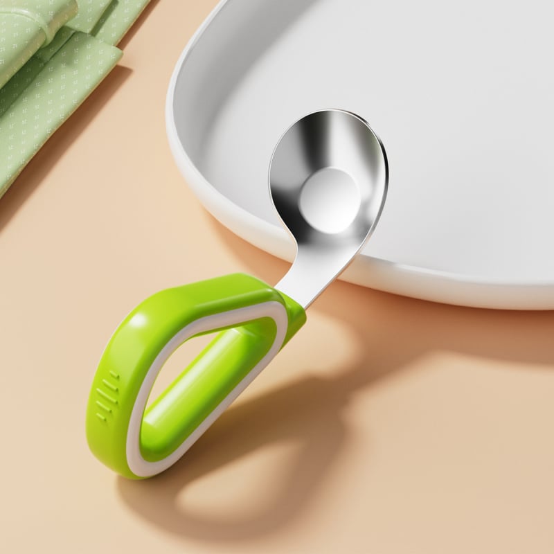 Dječji set vilica i žlica od silikona i nehrđajućeg čelika, jednostavan stil, svježe i slatko, za bebe starije od 3 mjeseca