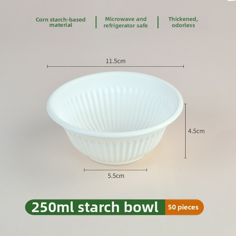 First Green biologicky rozložiteľná jednorazová misa z kukuričného škrobu, okrúhleho tvaru, hrúbka 0,5 mm, 500 kusov na kartón