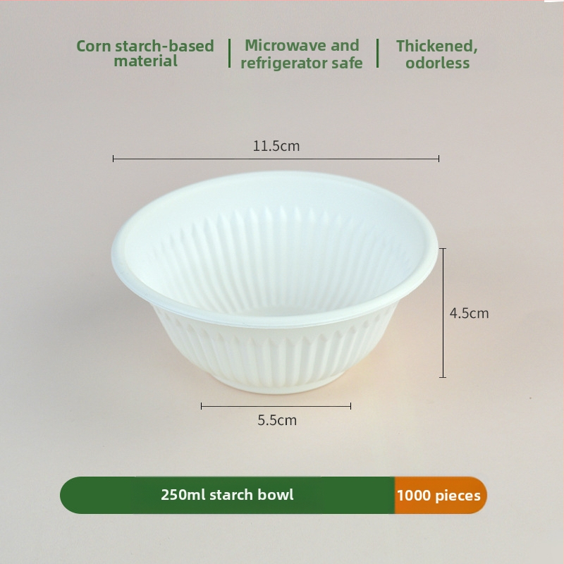 First Green biologicky rozložiteľná jednorazová misa z kukuričného škrobu, okrúhleho tvaru, hrúbka 0,5 mm, 500 kusov na kartón