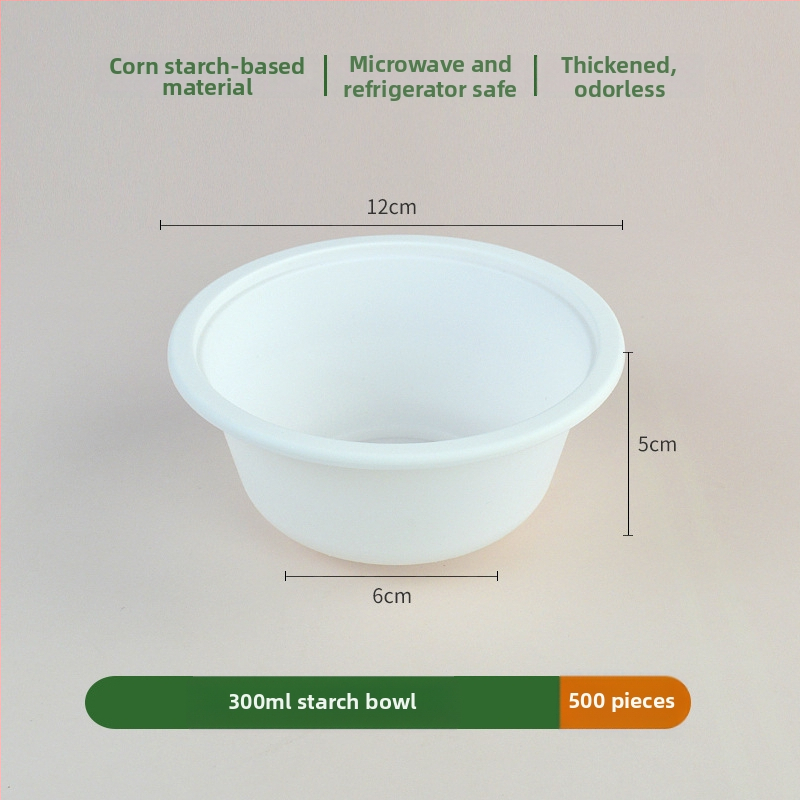 First Green biologicky rozložiteľná jednorazová misa z kukuričného škrobu, okrúhleho tvaru, hrúbka 0,5 mm, 500 kusov na kartón