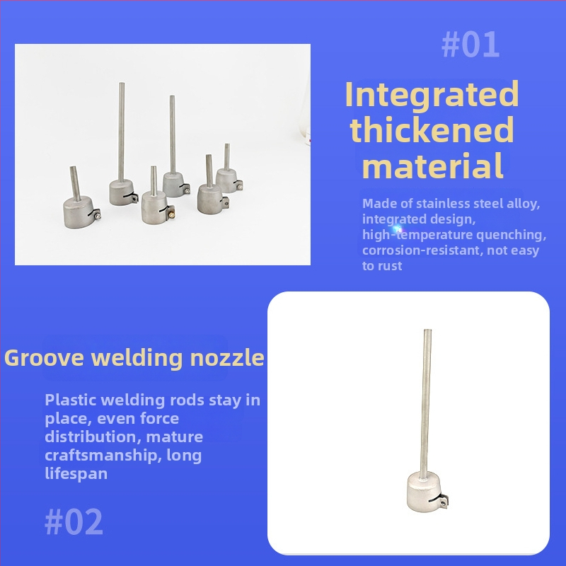 Nerezová oceľová dlhá tryska pre horúci vzduch plastového zváracieho pištoľa, kompatibilná s WP9/20/25/17/18/26, Rongqing hardware