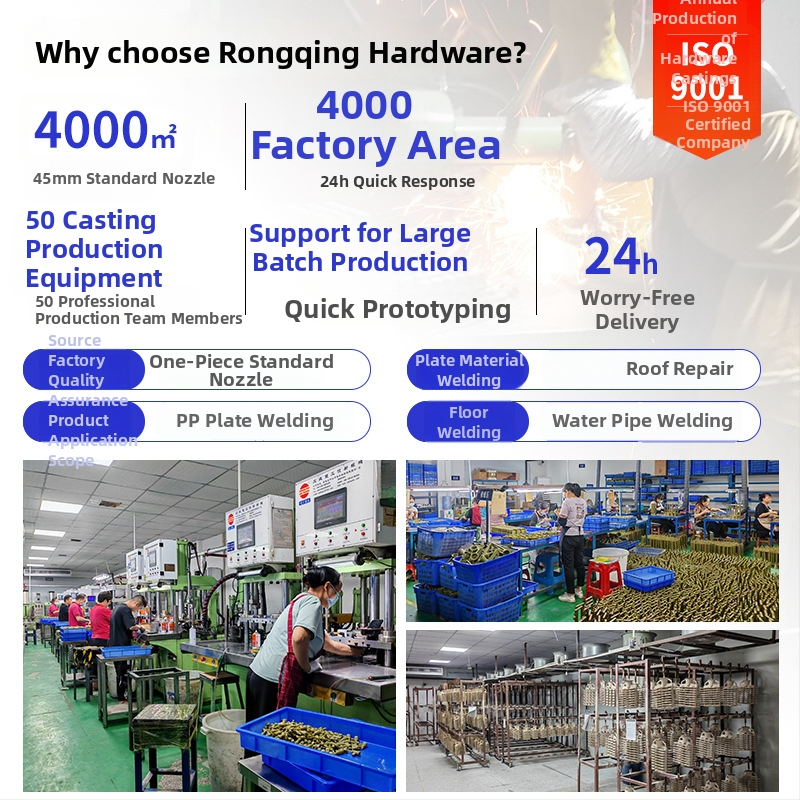 Nerezová oceľová dlhá tryska pre horúci vzduch plastového zváracieho pištoľa, kompatibilná s WP9/20/25/17/18/26, Rongqing hardware