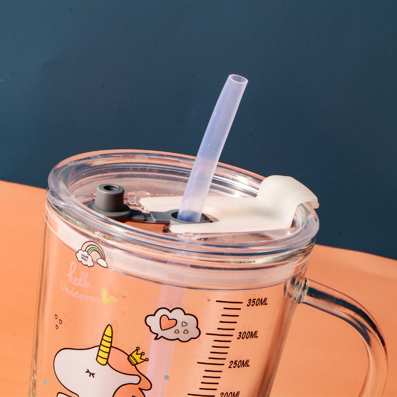 Sippy čaša s karikaturnim dizajnom, sa slamkom, vodonepropusna i otporna na visoke temperature, trodjelni set s poklopcem