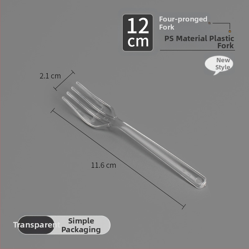 Jednokratna vilica za voće i deserte, jednostavan stil, materijal PS, 100 komada u paketu, mikrovalna pećnica nije dostupna, nebiodegradibilna